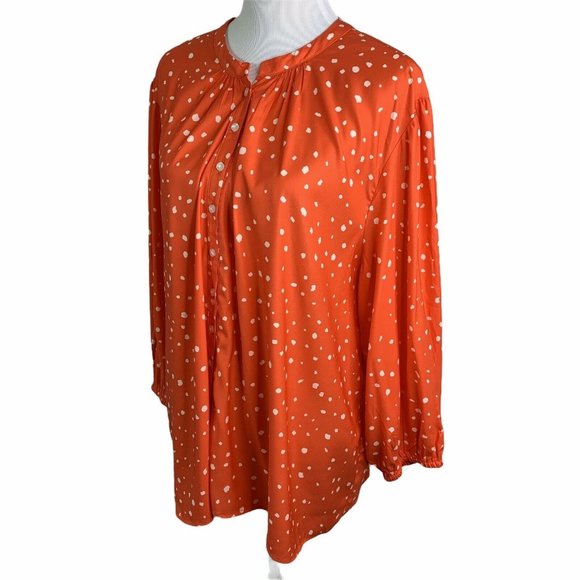 Tendency Red Long Sleeve Relaxed Fit Button Up Top - Picture 7 of 10